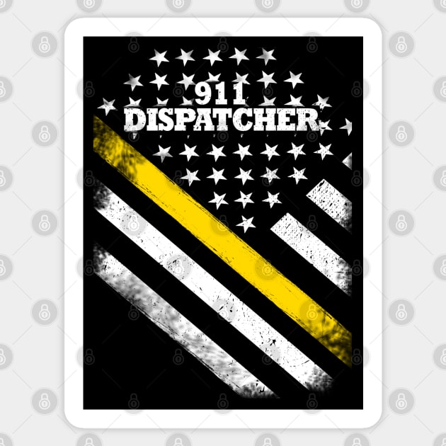 911 Dispatcher Thin Gold Line American Flag Sticker by bluelinemotivation